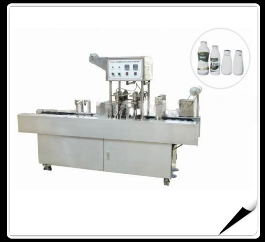Automatic milk bottles filling and sealing machine