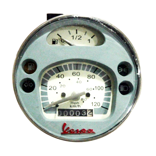 Vespa Star Euro Px Lusso Grey Face 120kph / 80mph S.Steel Rim Speedo Tachometer