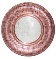 Wooden Hammered Copper Pasted Mirror, for Wall