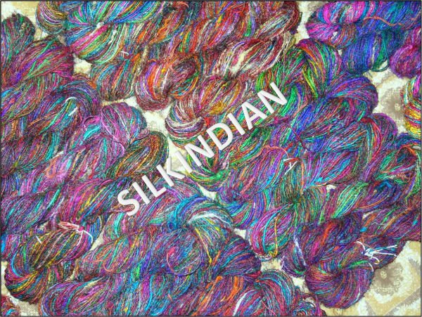 Spun Sari Silk Yarn, Pattern : Dyed
