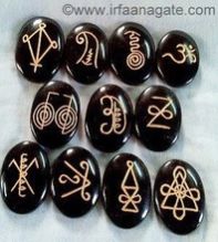 IRPHAN AGATE Engraved Ovals Set