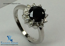 SAUMYA Silver Black Moissanite Gemstone Ring