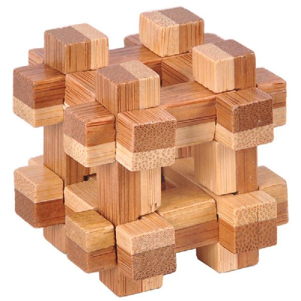 Wooden brain teaser building interlocking puzzle