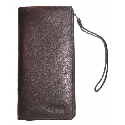 Brown Passport Leather Holder Cover Wallet