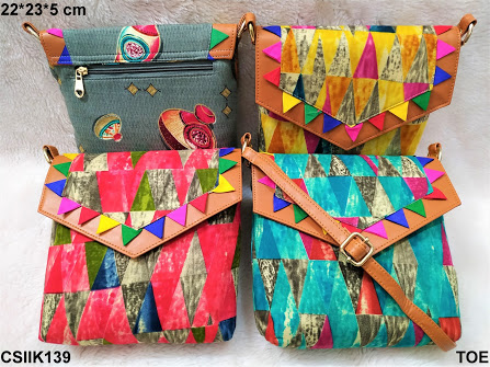 Printed Ikkat Designer Ikat Sling Bag, Closure Type : Zipper