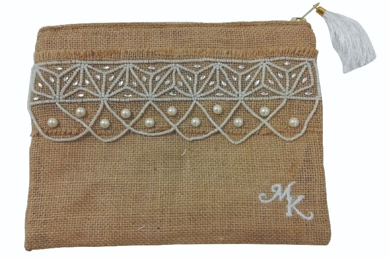 Jute Embroidered Shower Bridal Pouch