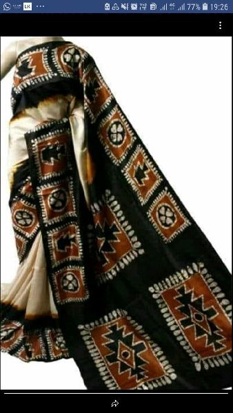 Cotton hand batik printed saree, Occasion : Party Wear, Regular Wear