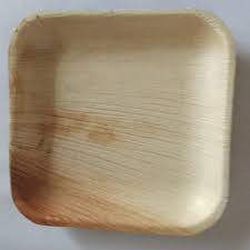 6 Inch Areca Leaf Square Plates, for Serving Food, Color : Brown