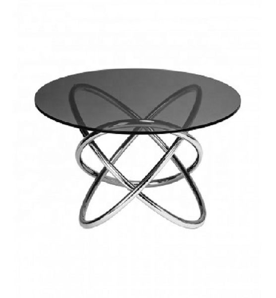 Steel Table with Black Glass, Color : Polished