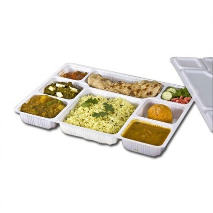 PP Disposable Meal Tray, Color : White