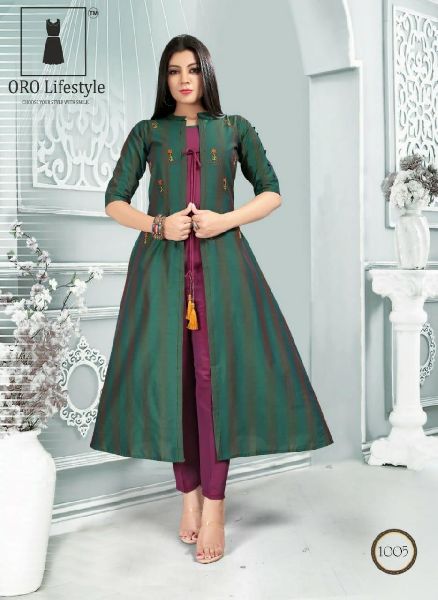 Checked Cotton Fabric Long Kurti, Occasion : Casual Wear, Festival Wear, Party Wear
