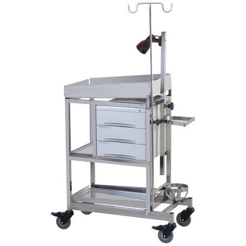 Rectangular Metal Baby Resuscitation Trolley, for Hospital, Clinical, Feature : Easy Operate, Moveable