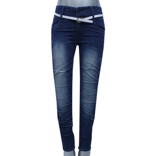 Plain Ladies Dobby Jeans, Size : 28-34 Inches