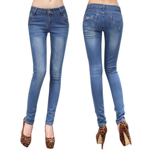 Faded Cotton Ladies Narrow Bottom Jeans, Feature : Comfortable, Skin Friendly