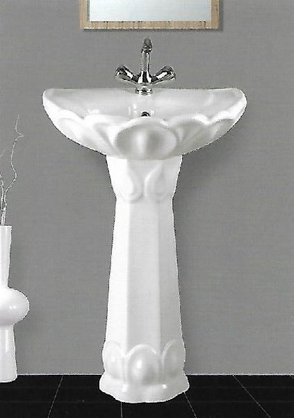 Round Supreme Set Pedestal Wash Basin, for Home, Hotel, Restaurant, Pattern : Plain