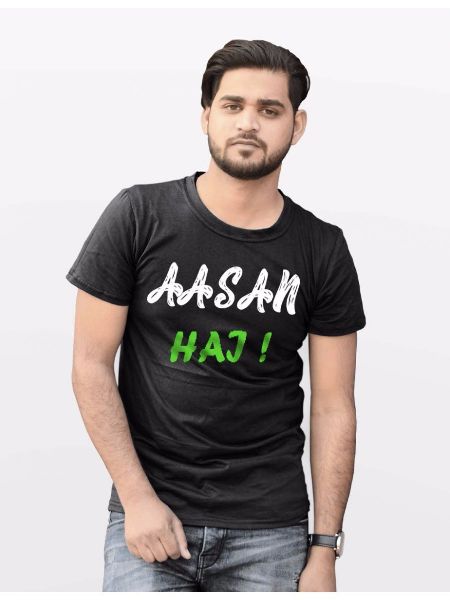 Cotton Aasan Hai Printed T-Shirt, Size : L, XXL, XS