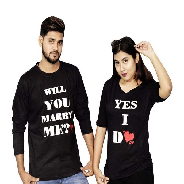 Marry Me Printed Couple T-Shirt, Size : XL