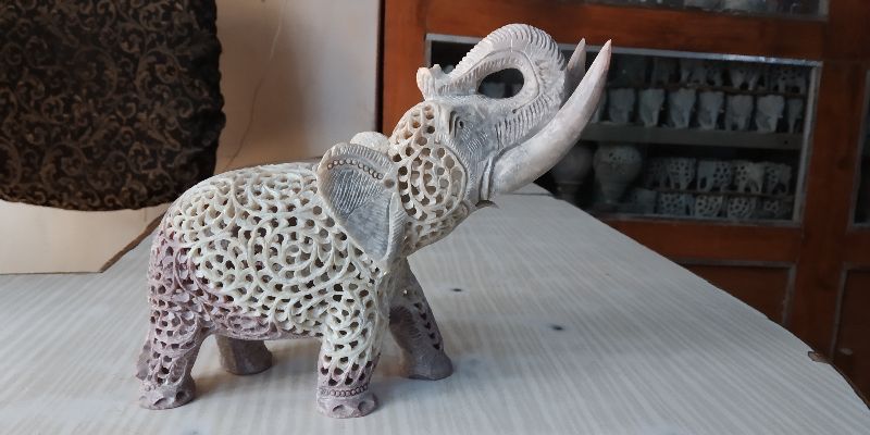 Soapstone Undercut Elephant Statue