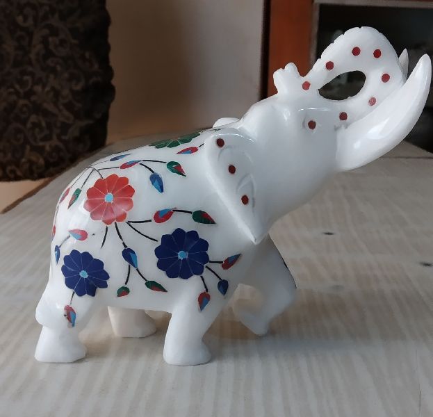 Marble Inlay Work Elephant Statue - Babasaki Craft World, Agra, Uttar ...