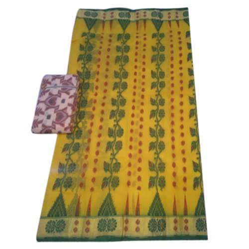 Cotton Handloom Tant Jamdani Saree, Color : Yellow