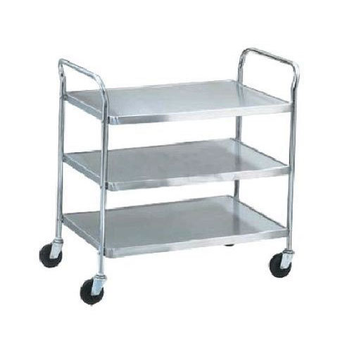 Stainless Steel Three Shelf Trolley, for Industrial, Capacity : 100-200kg