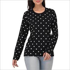 Round Neck Printed Cotton Ladies Full Sleeve T-Shirt, Occasion : Casual Wear