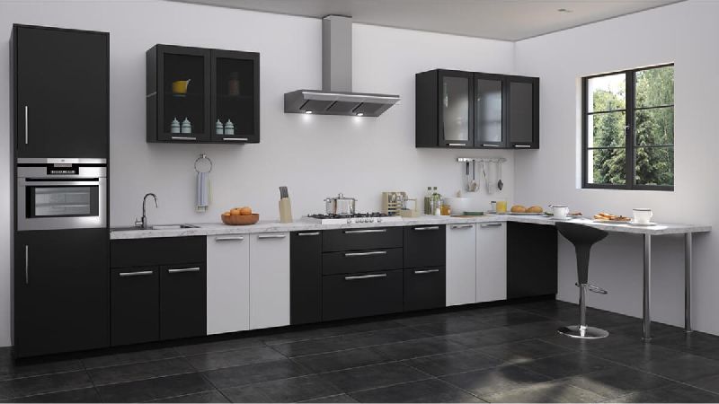 Polished Straight Modular Kitchen, for Home, Hotel, Restaurent, Feature : High Strength, Quality Tested