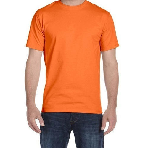 Plain Mens Orange Polyester T-Shirt, Size : Xl