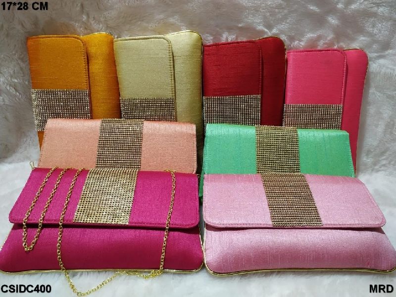 Designer Raw Silk Clutch