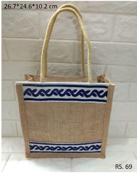 Pure Jute Hand bag, for Advertisement, Shopping, Size : 26.7*24.6*10.2 Cm