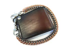Plain Leather Chain Wallet, Color : Black, Brown, Dark Brown, Light Red
