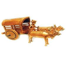 Polished Brass Ox Chariot, for Home Decor, Pattern : Plain, Printed