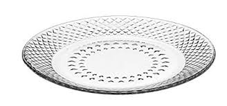 Round Non Polished glass dinner plate, for Serving Food, Pattern : Plain