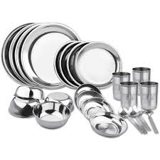 Stainless Steel Dinner Set, for Home Use, Feature : Durable, Dust Proof, Fine Finished, Heat Resistant