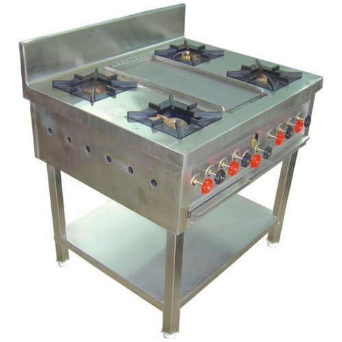 High Stainless Steel Gas Stoves, Color : Silver, Golden, Metallic Color