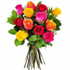 Mixed Coloured Roses Hand Tied