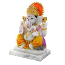 Non Polished Brass Ganesh Ji Statue, for Garden, Home, Office, Shop, Pattern : Printed