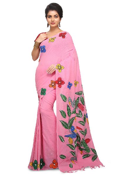 Hand Painted Cotton Saree, Pattern : Printed