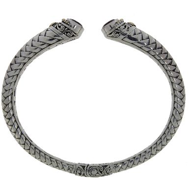 Garnet & Sterling Silver Bangle Bracelet