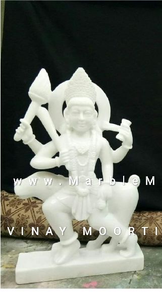 White Kal Bhairav Ji Marble Statue
