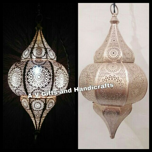 Iron Moroccan Hanging Lantern, Color : Golden
