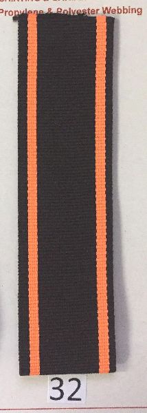 Black Dark Orange Stripe Polyester Webbing