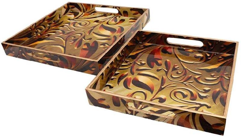 Wooden Serving Tray Set