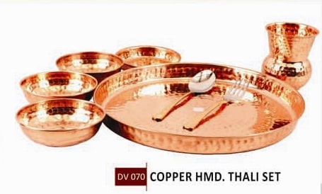 Copper Hammered Thali Set