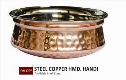 Polished Steel Copper Hammered Handi, for Cooking Use, Feature : Light Weight, Sturdiness
