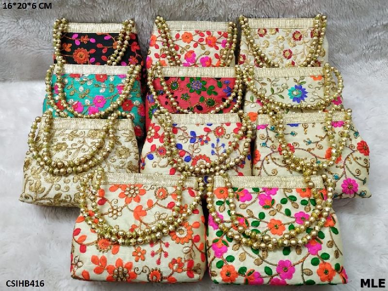 Rectangular Cotton Beautiful Designer handbag, for Party, Size : 16*20*6 CM