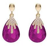 Polished Metal Pink Stones Earrings, Style : Antique