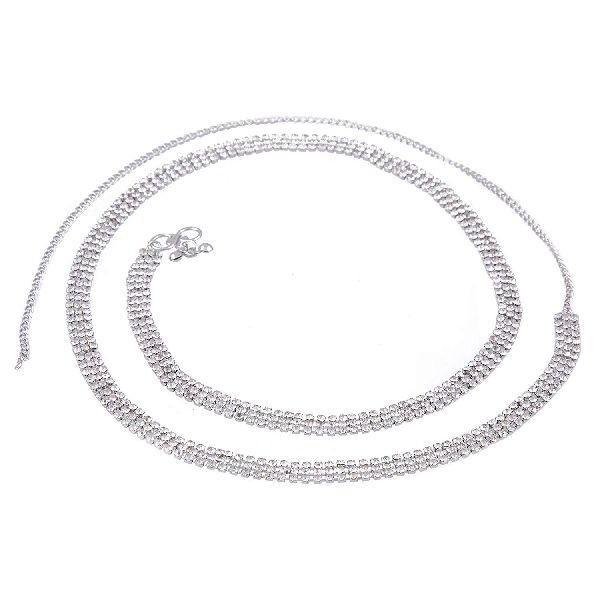 Ankur alluring rhodium plated diamond waist belt for women