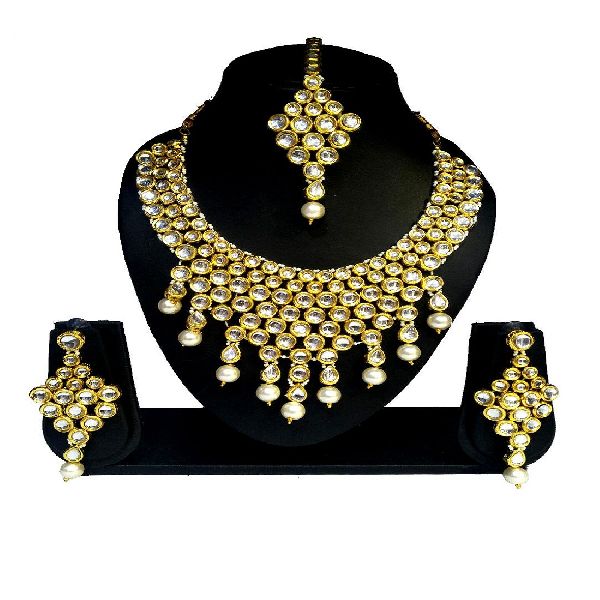Ankur attractive kundan gold plated necklace set for women