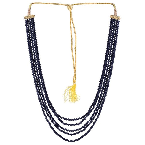 Ankur blossomy five layer blue beads necklace for women